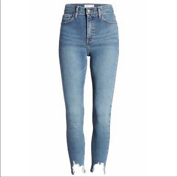 TopShop Jamie Blue High Waist Jagged Hem Skinny Jeans Sz28 Waist28” Inseam26.5” - Picture 5 of 16